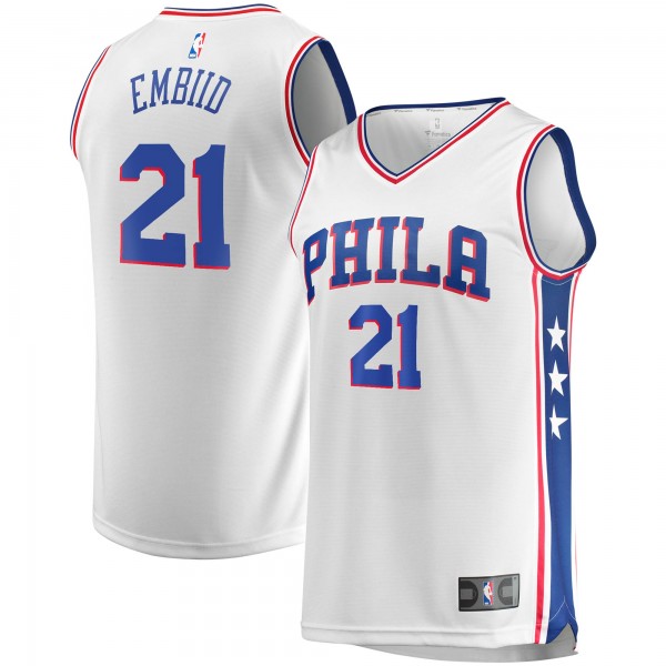 Детская игровая майка Joel Embiid Philadelphia 76ers 2019/20 Fast Break Replica - Association Edition - White - баскетбольная джерси NBA