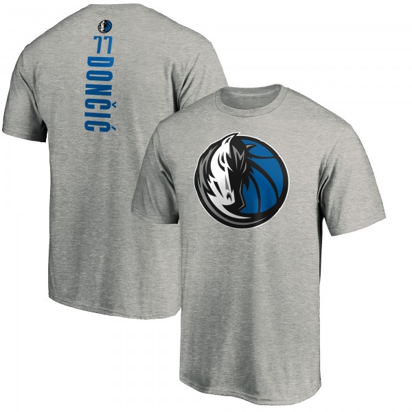 Футболка Luka Doncic Dallas Mavericks Fanatics Playmaker Name & Number Team - Heathered Gray