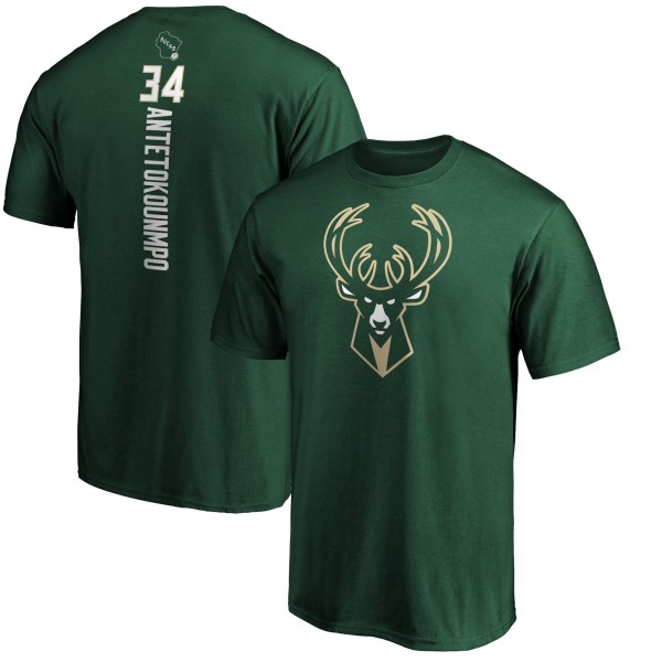 Футболка Giannis Antetokounmpo Milwaukee Bucks Team Playmaker Name & Number - Hunter Green