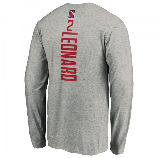 Футболка с длинным рукавом Kawhi Leonard LA Clippers Playmaker Name & Number - Heathered Gray