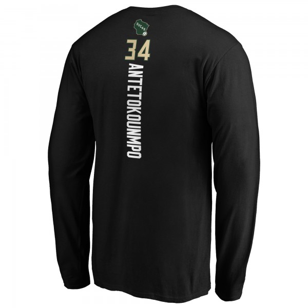 Футболка с длинным рукавом Giannis Antetokounmpo Milwaukee Bucks Playmaker Name & Number - Black