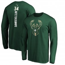 Футболка с длинным рукавом Giannis Antetokounmpo Milwaukee Bucks Playmaker Name & Number - Hunter Green