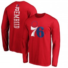 Philadelphia 76ers Joel Embiid Red Playmaker Name & Number Long Sleeve T-Shirt