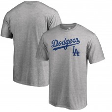 Los Angeles Dodgers Heathered Gray Team Lockup T-Shirt