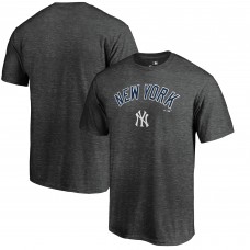 New York Yankees Heathered Charcoal Team Lockup T-Shirt