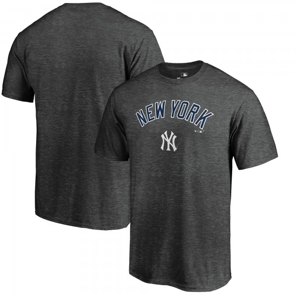 New York Yankees Heathered Charcoal Team Lockup T-Shirt
