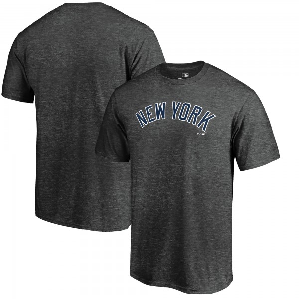 New York Yankees Heathered Charcoal Team Wordmark T-Shirt