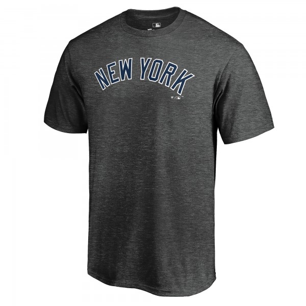 New York Yankees Heathered Charcoal Team Wordmark T-Shirt