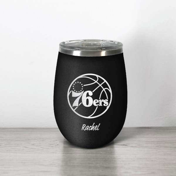 Именной бокал для путешествий Philadelphia 76ers 12oz. Stealth Wine - Black