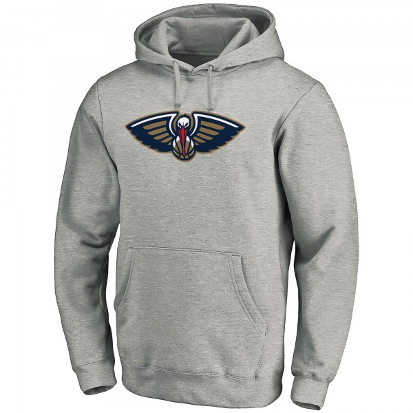 Толстовка с капюшоном New Orleans Pelicans Team Primary Logo - Heathered Gray - фирменная одежда NBA