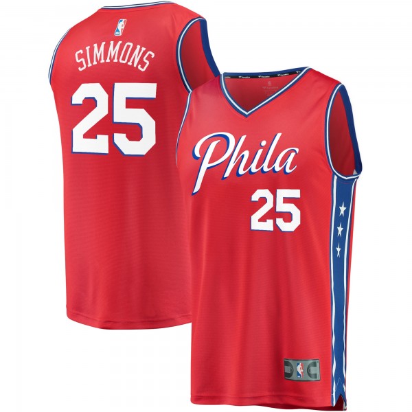 Детская игровая майка Ben Simmons Philadelphia 76ers 2019/20 Fast Break Replica - Statement Edition - Red - баскетбольная джерси NBA