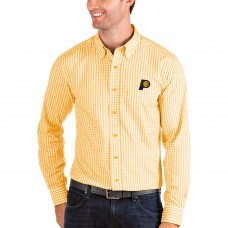 Indiana Pacers Antigua Structure Long Sleeve Button-Up Shirt - Gold/White