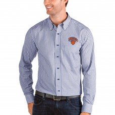 New York Knicks Antigua Structure Long Sleeve Button-Up Shirt - Royal/White