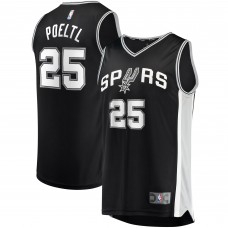 Детская игровая майка Jakob Poeltl San Antonio Spurs Fast Break Replica - Icon Edition - Black