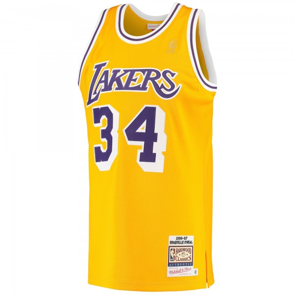 Игровая джерси Shaquille ONeal Los Angeles Lakers Mitchell & Ness 1996/97 Hardwood Classics Authentic - Gold