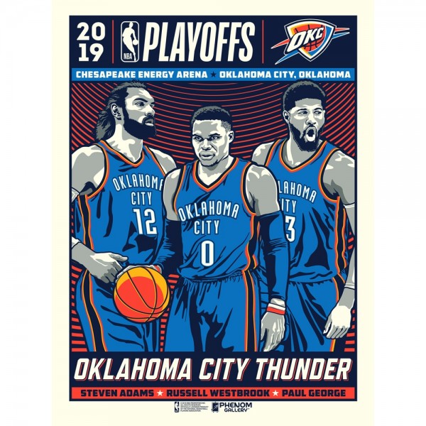 Oklahoma City Thunder Phenom Gallery 2019 NBA Playoffs Limited Edition 18 x 24 Serigraph Poster Art Print