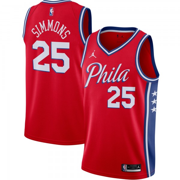 Игровая майка Ben Simmons Philadelphia 76ers Jordan Brand 2020/21 Swingman - Statement Edition - Red - оригинальная джерси НБА
