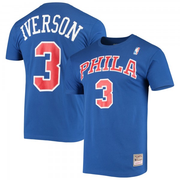 Philadelphia 76ers Allen Iverson Mitchell & Ness Royal Hardwood Classics Name & Number Player T-Shirt