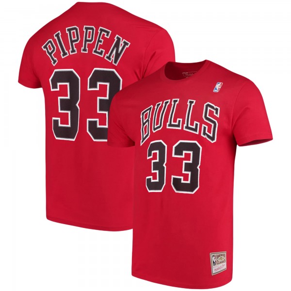 Футболка Chicago Bulls Scottie Pippen Mitchell & Ness Red Hardwood Classics Name & Number Player