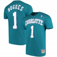 Charlotte Hornets Muggsy Bogues Mitchell & Ness Teal Hardwood Classics Name & Number Player T-Shirt