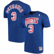 Brooklyn Nets Drazen Petrovic Mitchell & Ness Royal Hardwood Classics Name & Number Player T-Shirt