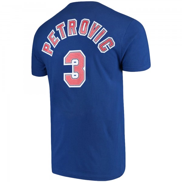 Brooklyn Nets Drazen Petrovic Mitchell & Ness Royal Hardwood Classics Name & Number Player T-Shirt