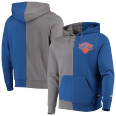 Толстовка с капюшоном New York Knicks New Era Diagonal French Terry Color Block - Gray/Blue