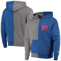 Толстовка с капюшоном Philadelphia 76ers New Era Diagonal French Terry Color Block - Gray/Royal
