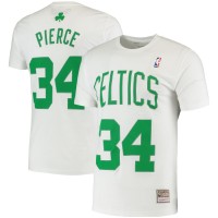 Boston Celtics Paul Pierce Mitchell & Ness White Hardwood Classics Stitch Name & Number T-Shirt