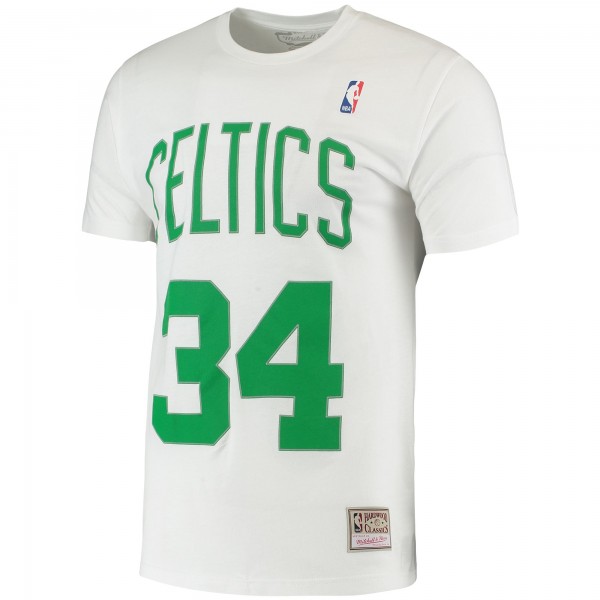 Boston Celtics Paul Pierce Mitchell & Ness White Hardwood Classics Stitch Name & Number T-Shirt