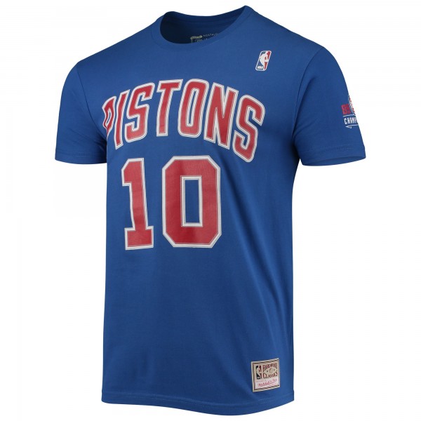 Detroit Pistons Dennis Rodman Mitchell & Ness Blue Hardwood Classics Stitch Name & Number T-Shirt