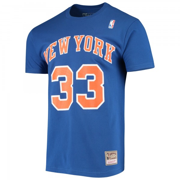 Футболка Patrick Ewing New York Knicks Mitchell & Ness Hardwood Classics Stitch Name & Number - Blue