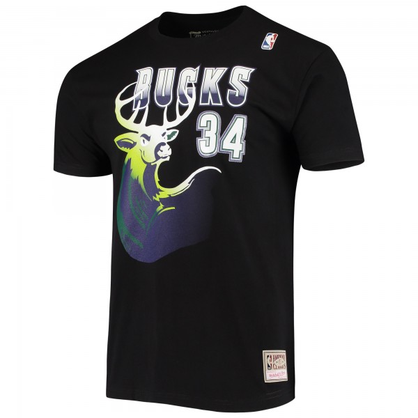 Футболка Ray Allen Milwaukee Bucks Mitchell & Ness Hardwood Classics Stitch Name & Number - Black