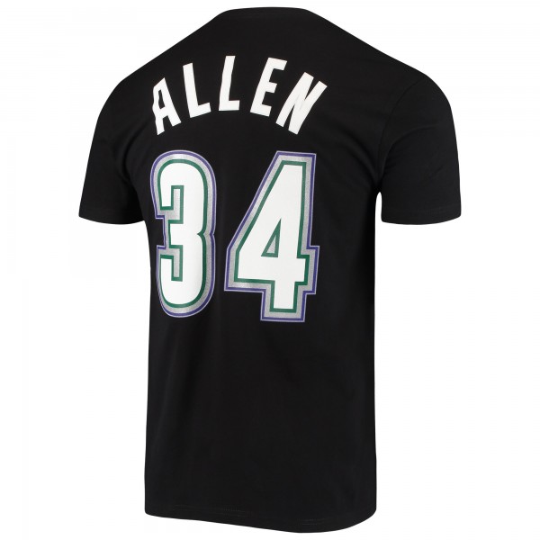 Футболка Ray Allen Milwaukee Bucks Mitchell & Ness Hardwood Classics Stitch Name & Number - Black