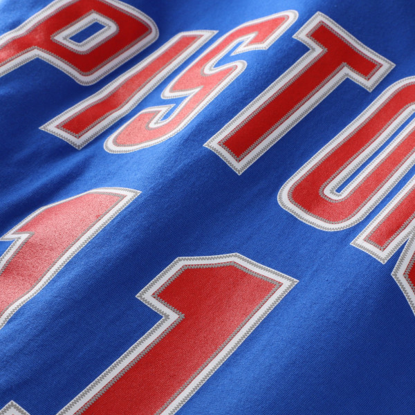 Именная футболка Isiah Thomas Detroit Pistons Mitchell & Ness Hardwood Classics Stitch - Blue