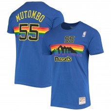 Denver Nuggets Dikembe Mutombo Mitchell & Ness Royal Hardwood Classics Stitch Name & Number T-Shirt
