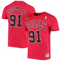 Футболка Chicago Bulls Dennis Rodman Mitchell & Ness Red Hardwood Classics Stitch Name & Number