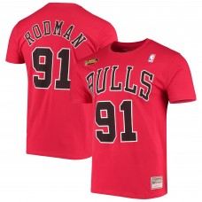 Футболка Chicago Bulls Dennis Rodman Mitchell & Ness Red Hardwood Classics Stitch Name & Number