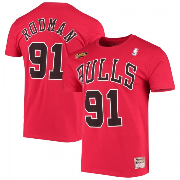 Футболка Chicago Bulls Dennis Rodman Mitchell & Ness Red Hardwood Classics Stitch Name & Number