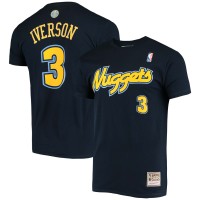 Denver Nuggets Allen Iverson Mitchell & Ness Navy Hardwood Classics Stitch Name & Number T-Shirt