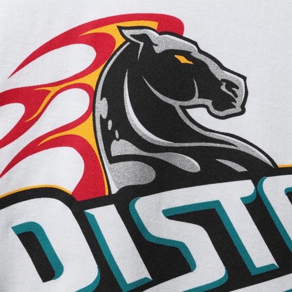 Detroit Pistons Grant Hill Mitchell & Ness White Hardwood Classics Stitch Name & Number T-Shirt