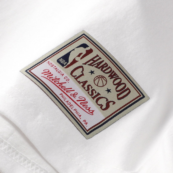Detroit Pistons Grant Hill Mitchell & Ness White Hardwood Classics Stitch Name & Number T-Shirt