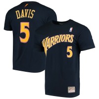 Golden State Warriors Baron Davis Mitchell & Ness Navy Hardwood Classics Stitch Name & Number T-Shirt