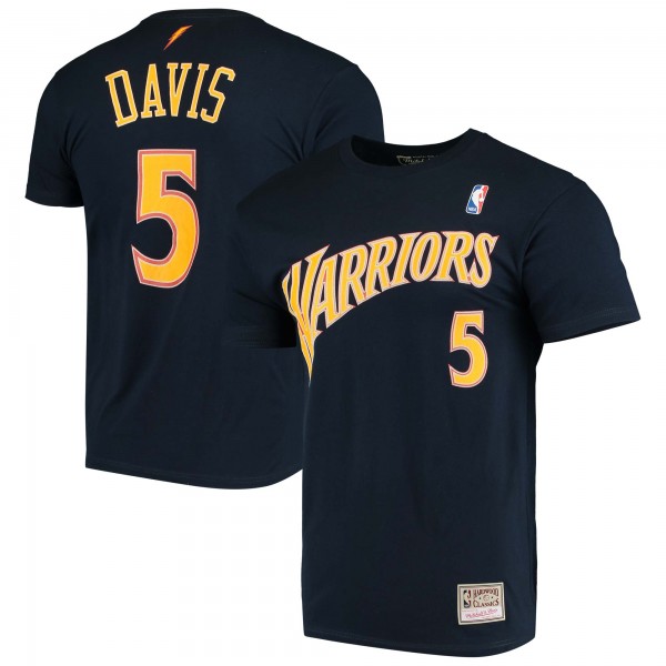 Футболка Baron Davis Golden State Warriors Mitchell & Ness Hardwood Classics Stitch Name & Number - Navy