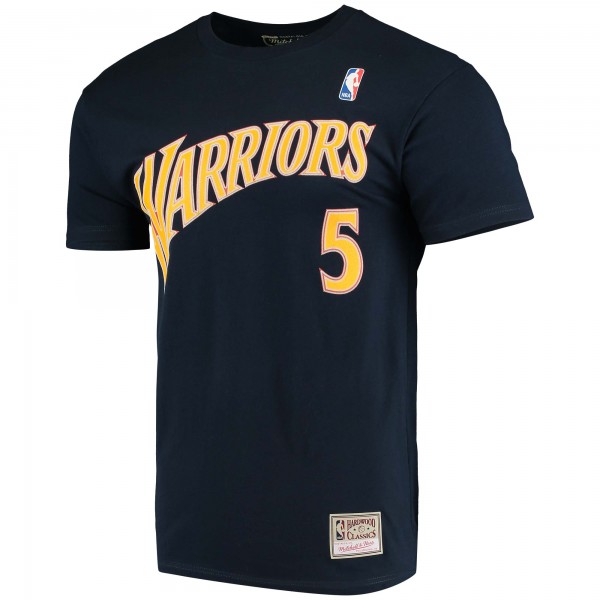 Футболка Baron Davis Golden State Warriors Mitchell & Ness Hardwood Classics Stitch Name & Number - Navy