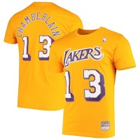 Футболка Los Angeles Lakers Wilt Chamberlain Mitchell & Ness Gold Hardwood Classics Stitch Name & Number