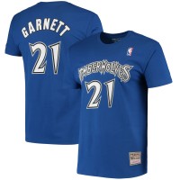 Футболка Kevin Garnett Minnesota Timberwolves Mitchell & Ness Hardwood Classics Stitch Name & Number - Blue