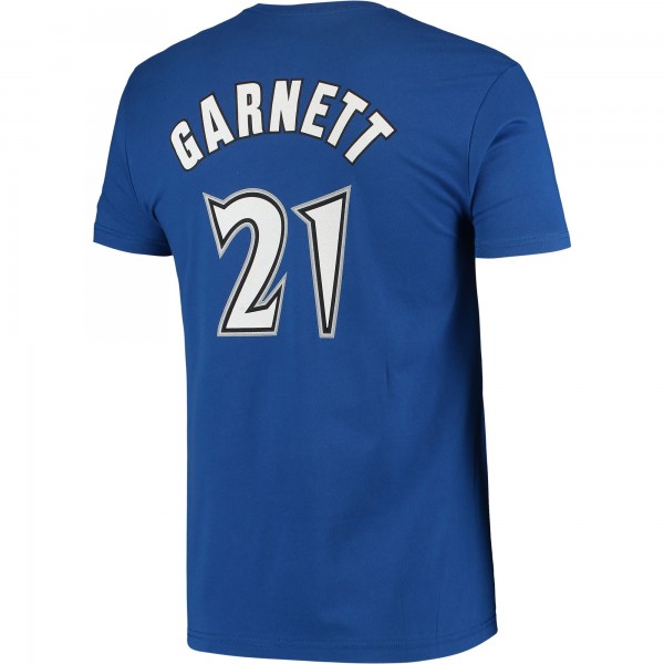 Футболка Kevin Garnett Minnesota Timberwolves Mitchell & Ness Hardwood Classics Stitch Name & Number - Blue