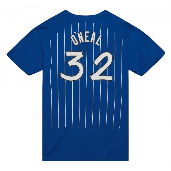 Orlando Magic Shaquille ONeal Mitchell & Ness Blue Hardwood Classics Stitch Name & Number T-Shirt