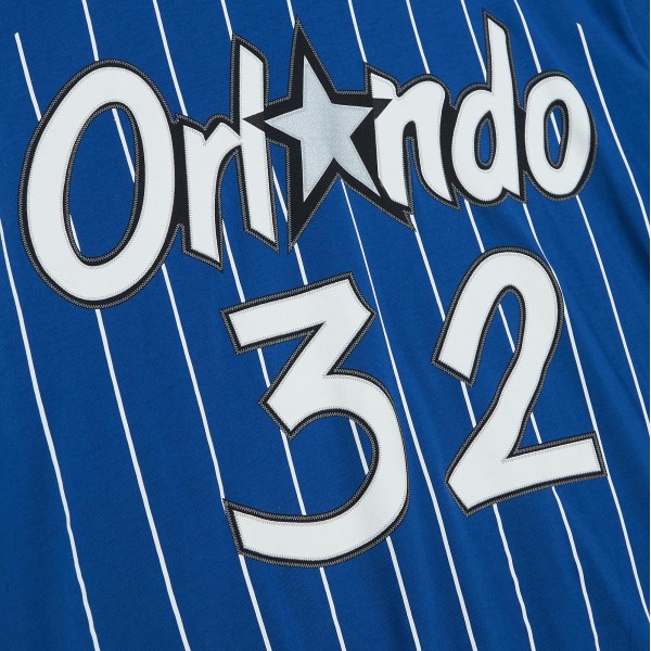 Orlando Magic Shaquille ONeal Mitchell & Ness Blue Hardwood Classics Stitch Name & Number T-Shirt